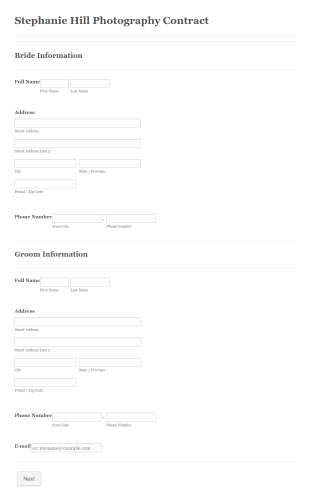 Standard Wedding Photography Contract Form Template