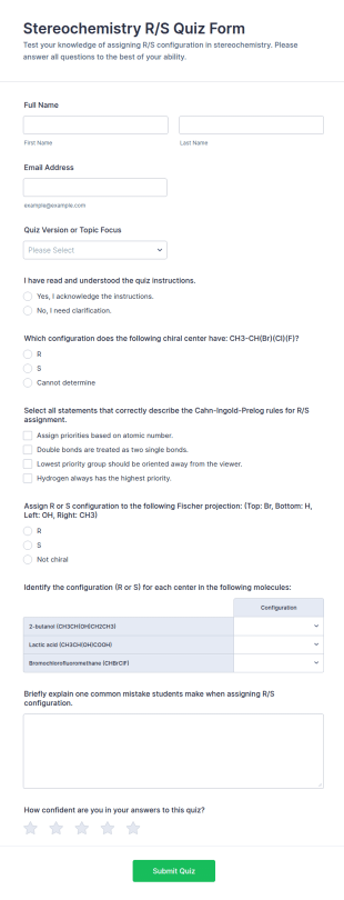 Stereochemistry R/S Quiz Form Template