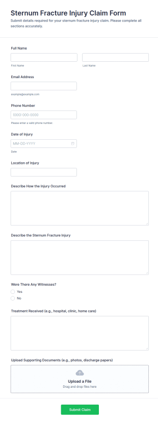 Sternum Fracture Injury Claim Form Template