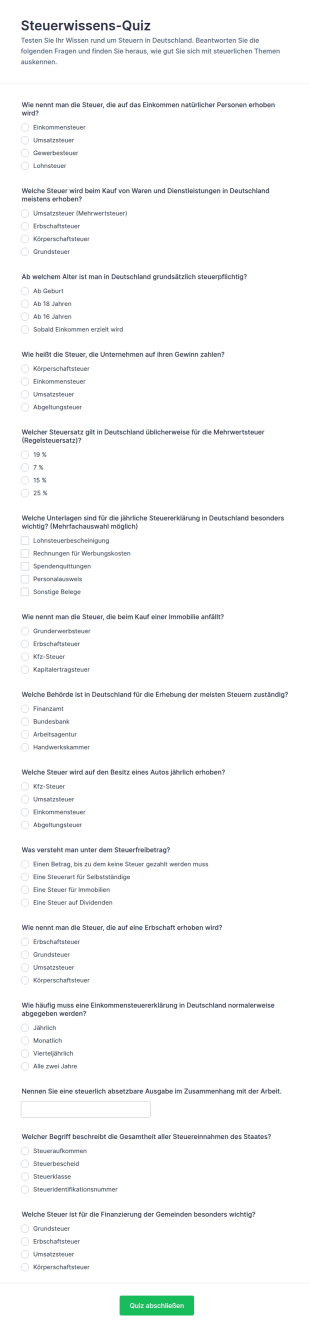Steuerwissens Quiz