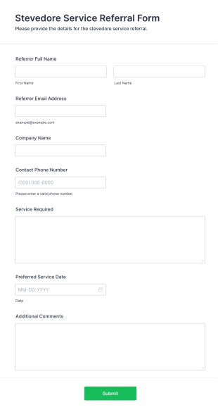 Stevedore Service Referral Form Template