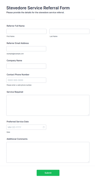 Stevedore Service Referral Form Template