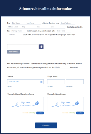 Stimmrechtsvollmachtformular
