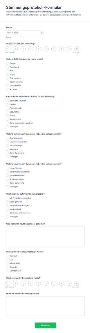 Stimmungsprotokoll Formular