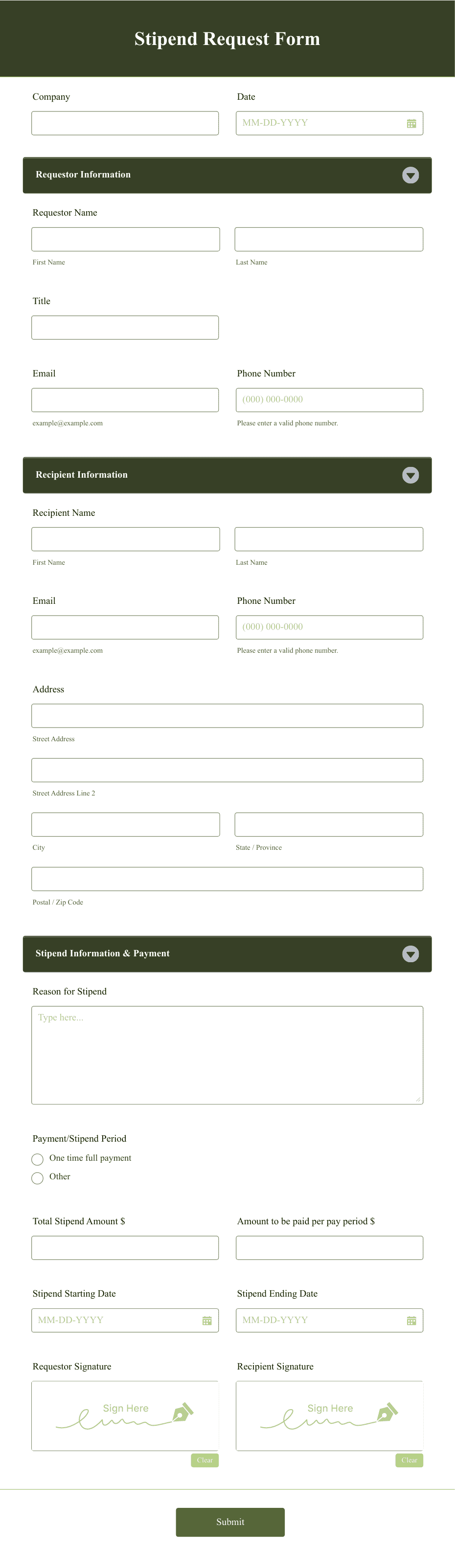 Stipend Request Form Template | Jotform