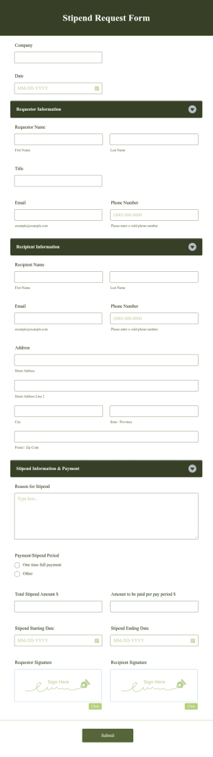 Stipend Request Form Template