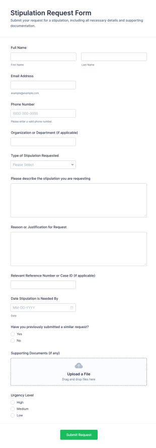 Stipulation Request Form Template