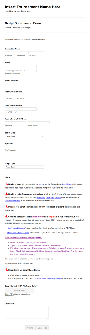 Stoa Tournament Script Submission Form Template