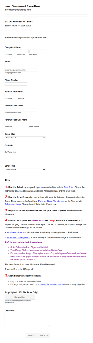 Stoa Tournament Script Submission Form Template