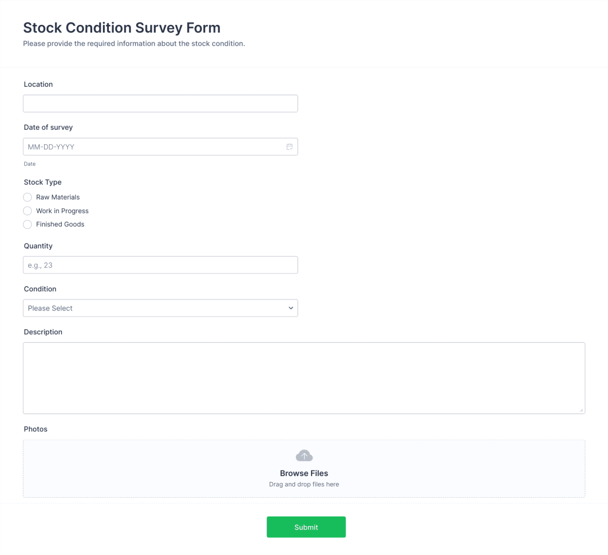 Stock Condition Survey Form Template | Jotform