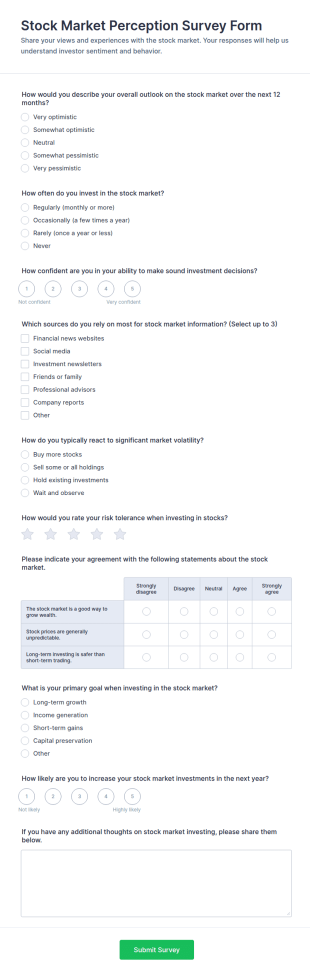 Stock Market Perception Survey Form Template