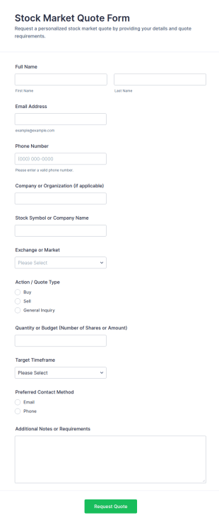 Stock Market Quote Form Template
