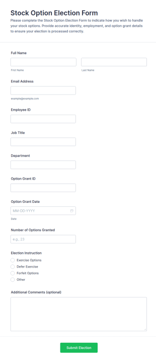 Stock Option Election Form Template