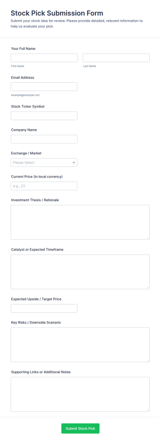 Stock Pick Submission Form Template