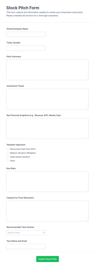 Stock Pitch Form Template