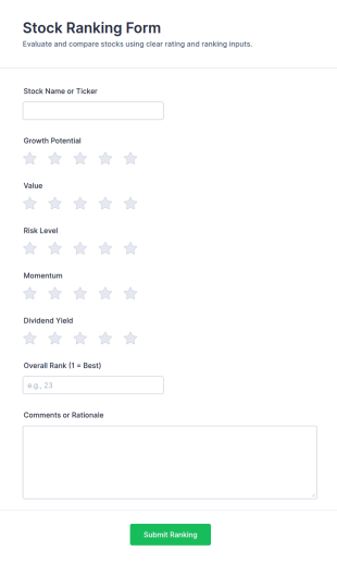 Stock Ranking Form Template