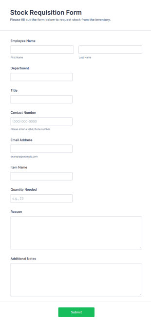 Stock Requisition Form Template