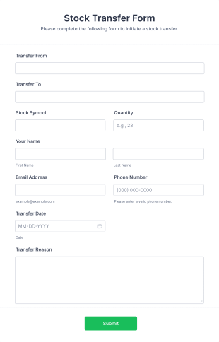 Stock Transfer Form Template