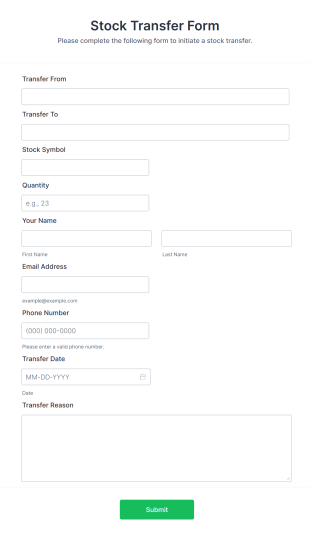Stock Transfer Form Template