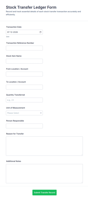 Stock Transfer Ledger Form Template