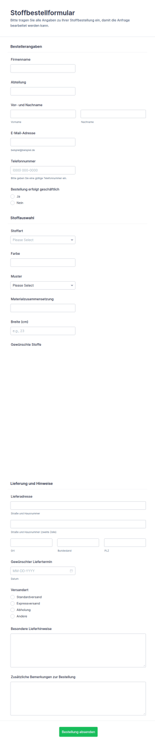 Stoffbestellformular