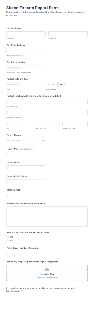Stolen Firearm Report Form Template