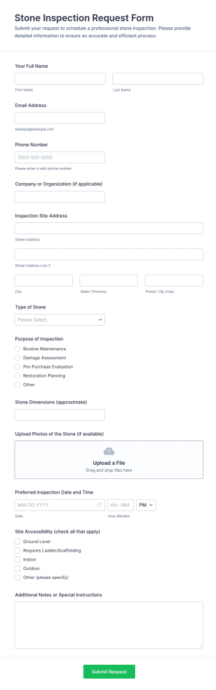 Stone Inspection Request Form Template