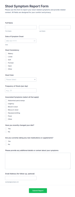 Stool Symptom Report Form Template