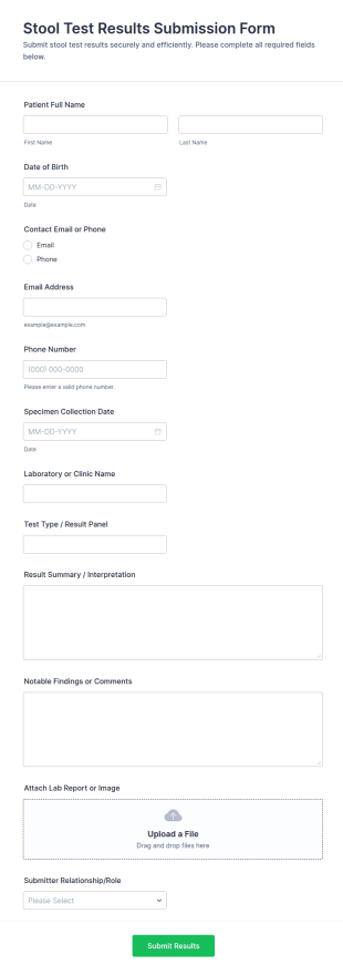 Stool Test Results Submission Form Template