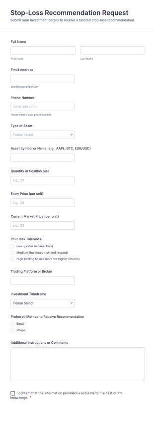 Stop Loss Recommendation Request Form Template