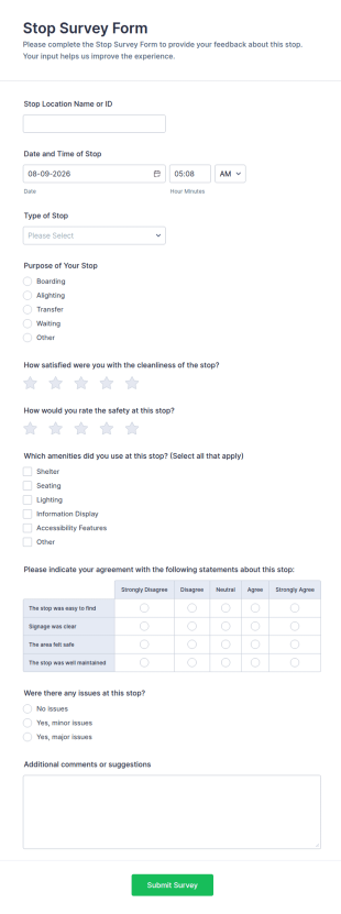 Stop Survey Form Template