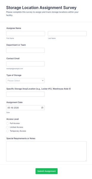 Storage Location Assignment Survey Form Template