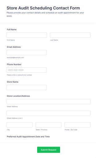 Store Audit Scheduling Contact Form Template