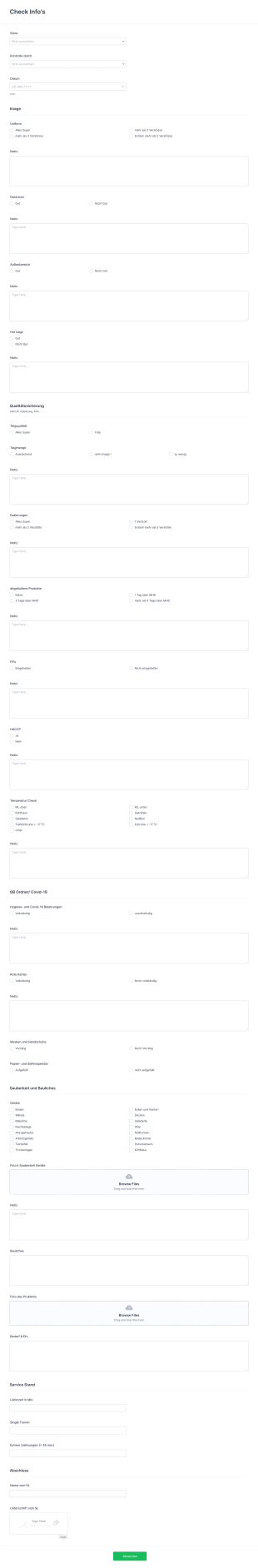 Store Check Form Template