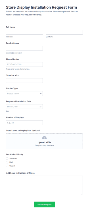 Store Display Installation Request Form Template