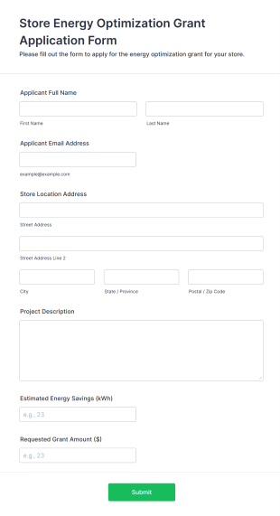 Store Energy Optimization Grant Application Form Form Template