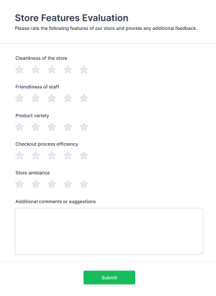 Store Features Evaluation Form Template