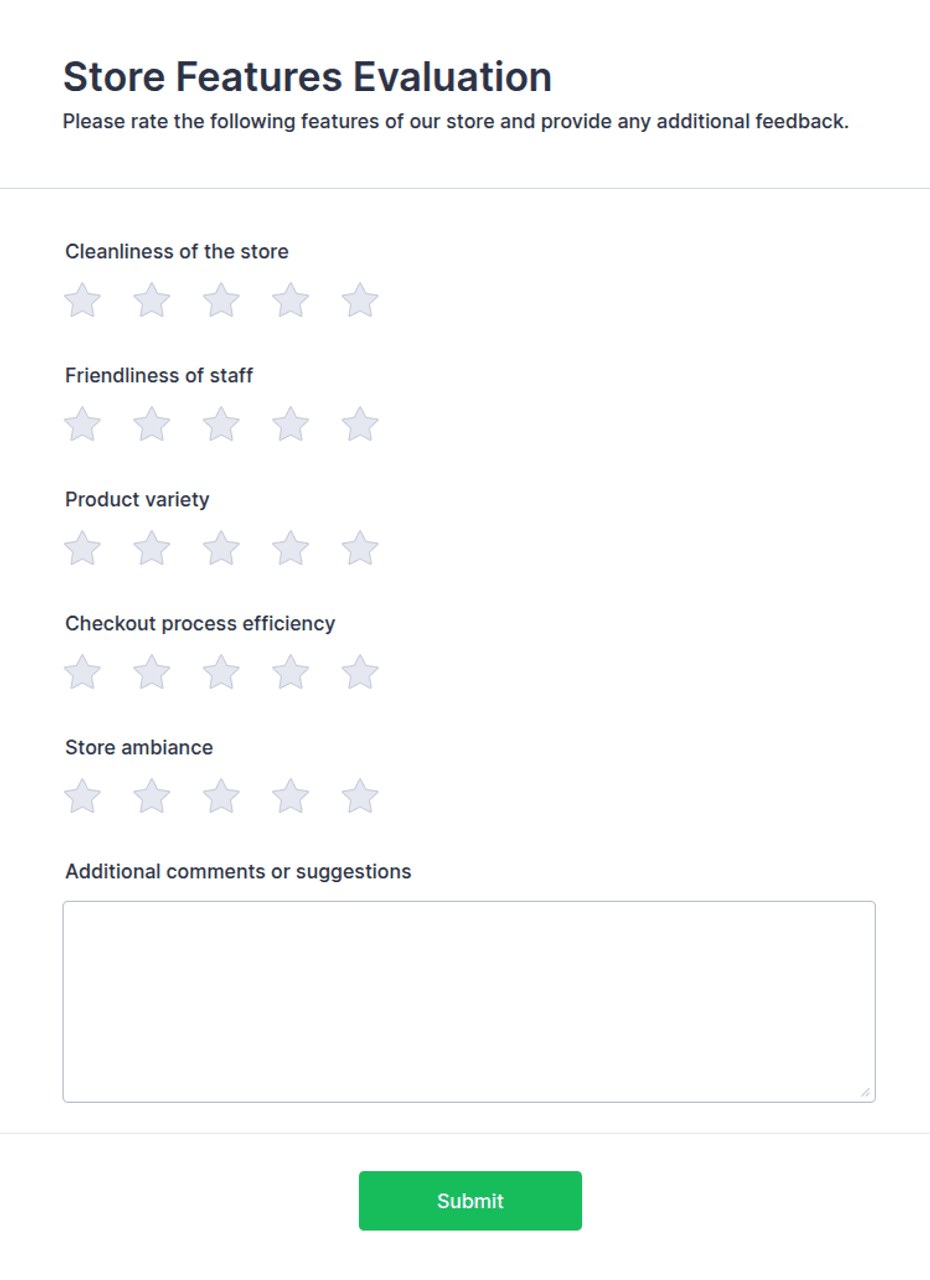 Store Features Evaluation Form Template | Jotform