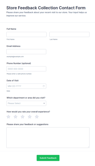 Store Feedback Collection Contact Form Template