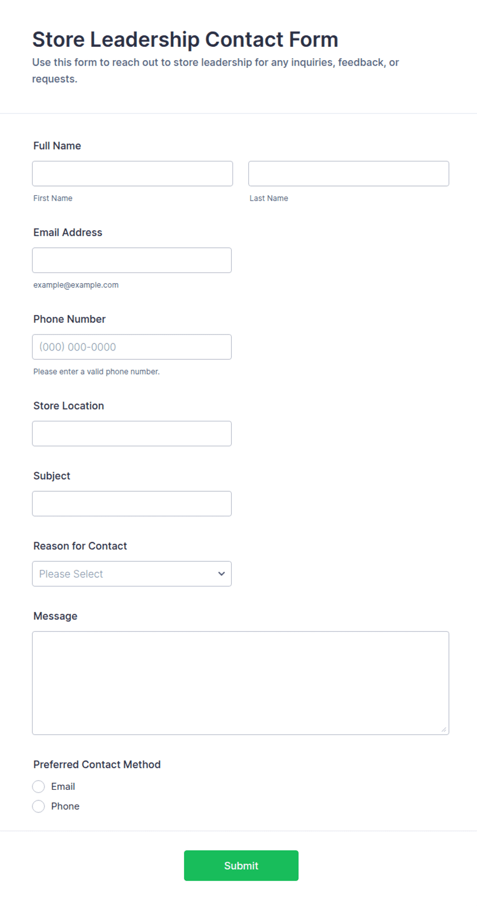 Contract Form Template.pdf Store Leadership Contact Form Template | Jotform