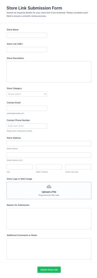Store Link Submission Form Template