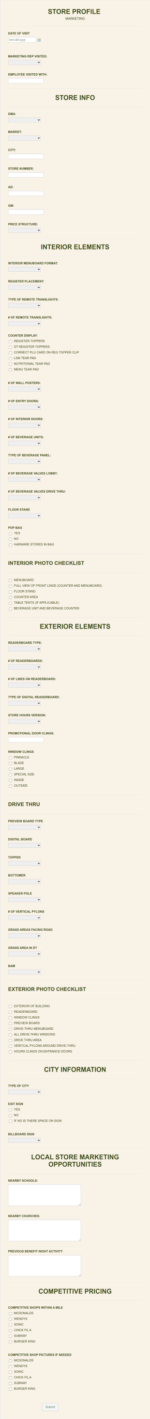 Store Profile Form Template