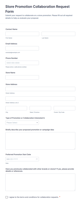 Store Promotion Collaboration Request Form Template
