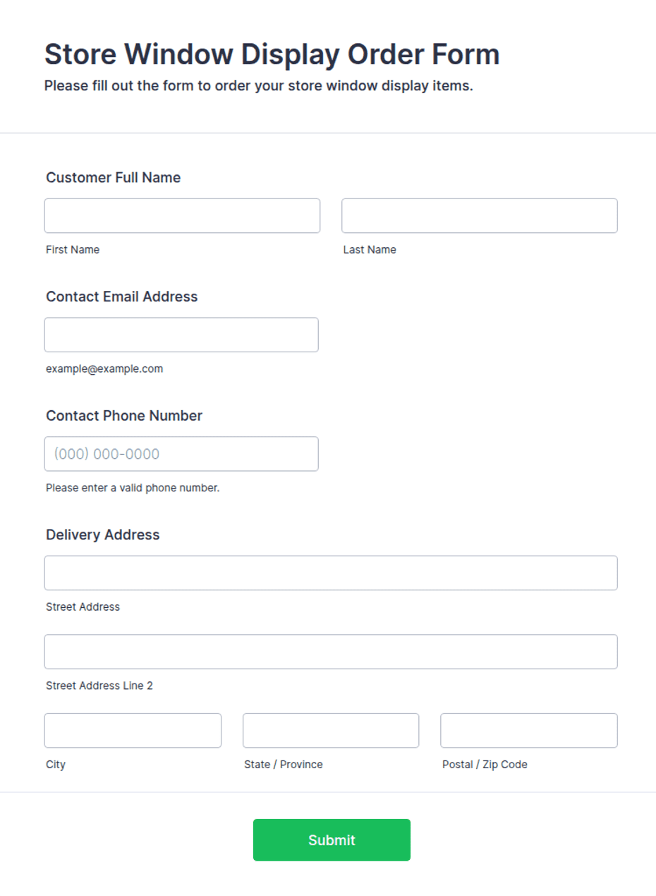 Store Window Display Order Form Template | Jotform