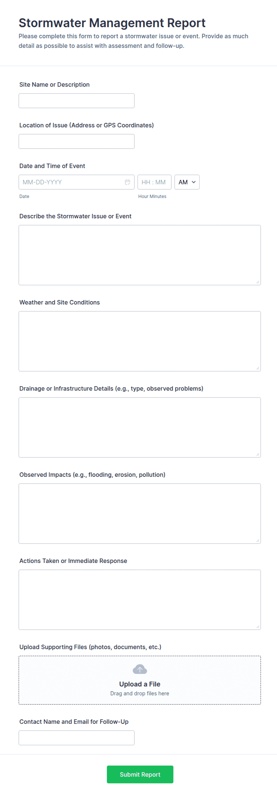 Corporate Report.pdf Stormwater Management Report Form Template | Jotform