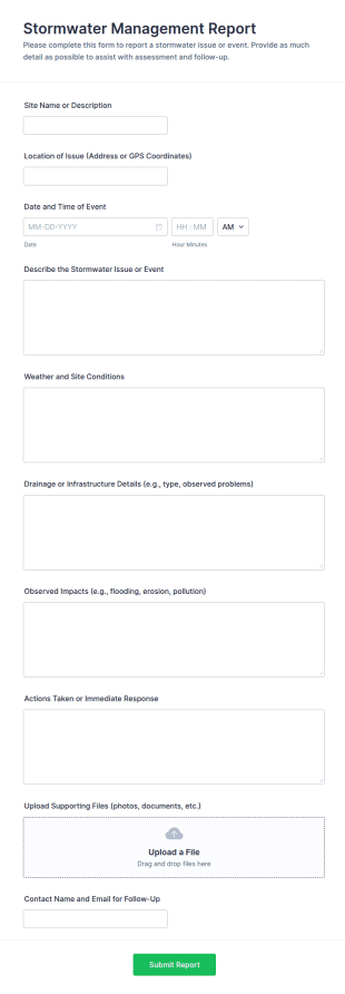 Stormwater Management Report Form Template