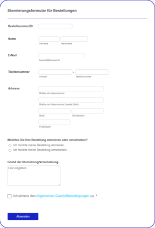 Stornierungsformular Für Bestellungen