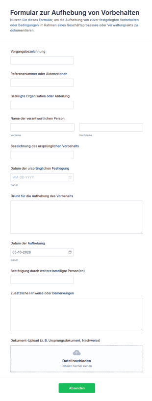 Stornierungsformular Für Notfälle