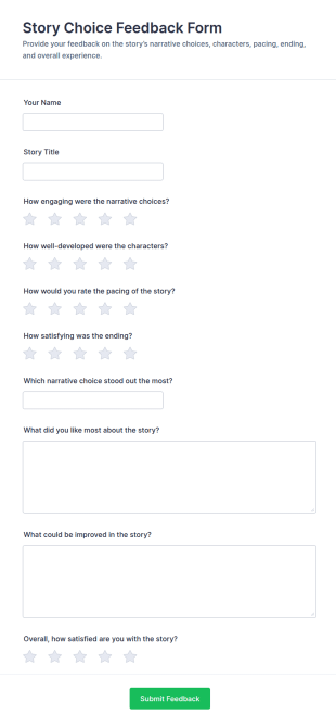 Story Choice Feedback Form Template
