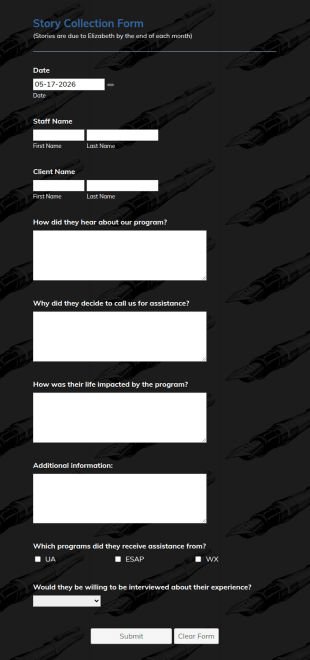 Story Collection Form Template